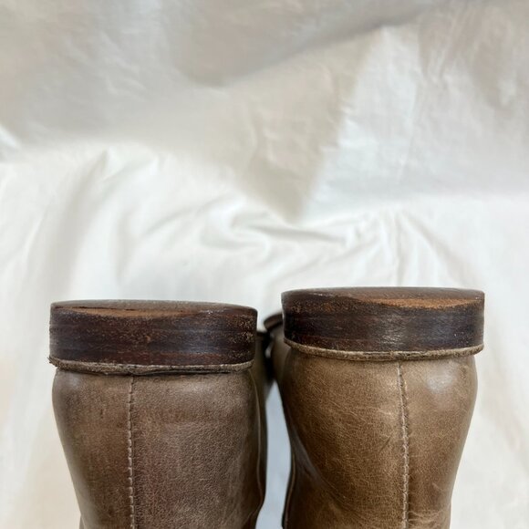 Frye Paige tall riding boots beige brown leather knee high pull on flat 9 womens - Picture 9 of 14